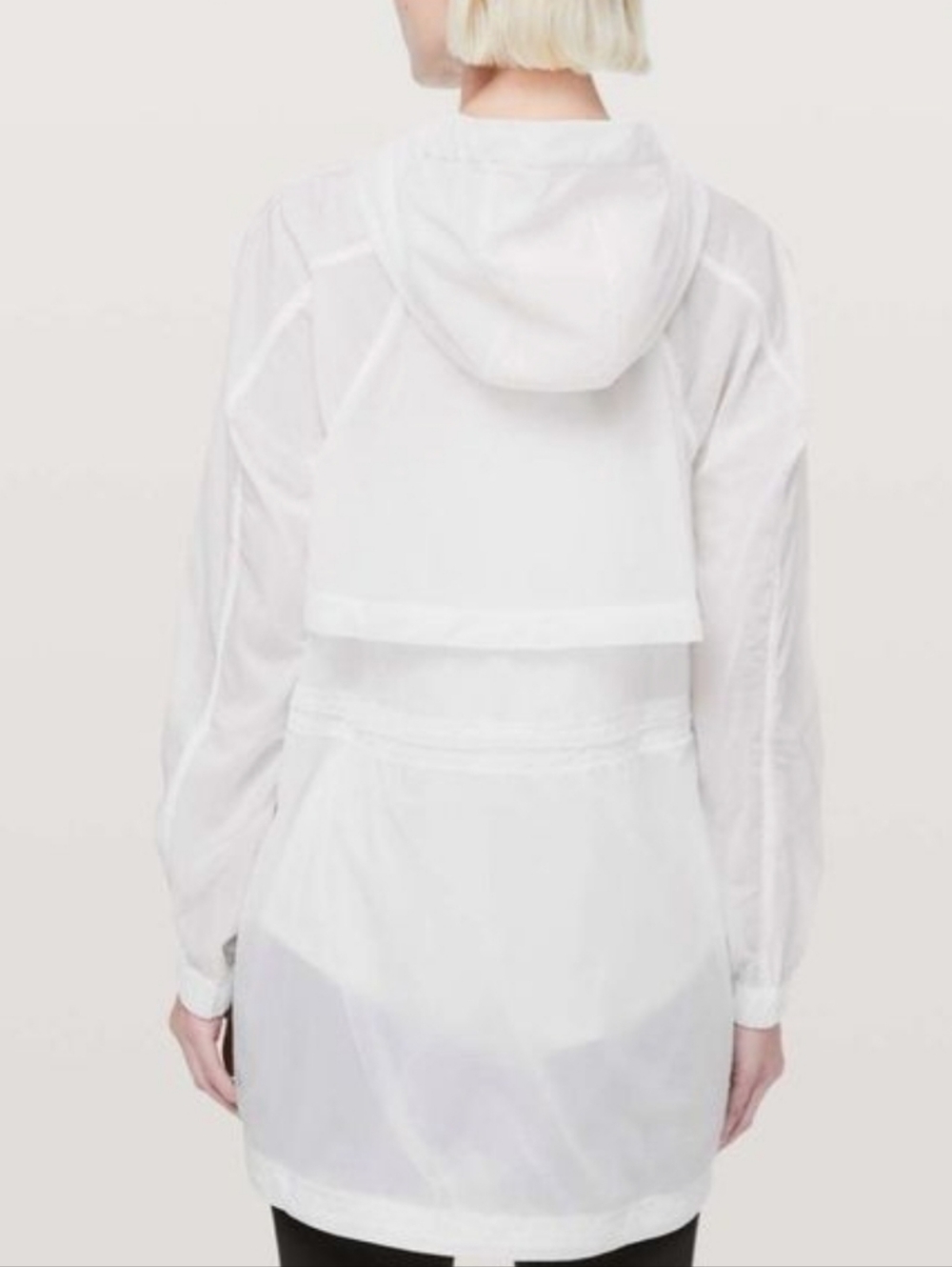 Lululemon In The Clear Rain Jacket with Hoodie White, Size 2